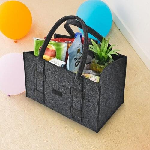Thicken Felt Storage Bag Large Capacity Handbag Foldable Storage Organizer Portable Sundries Shopping Bag Travel Supplies