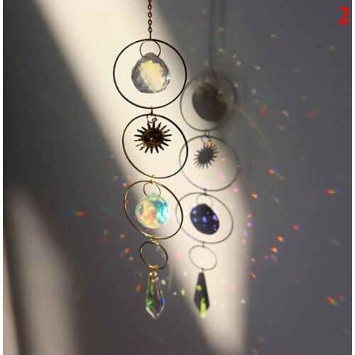1PC Crystal Windchimes Star Moon Pendant Handmade Sun Light Catcher Handmade Garden Home Decor Accessories