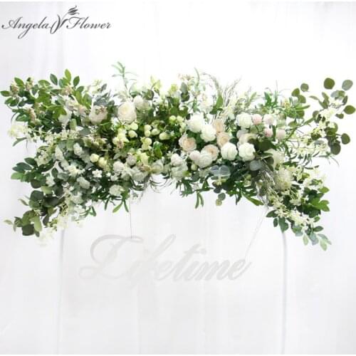 Custom Rose Greenery Wedding Floral Wall Arrangement Artificial Flower Row Party Arch Backdrop Decor Home Curtain Table Flower
