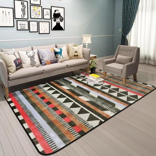 Geometric Printed Rectangular Rug Soft and Thick Bohemian Floor Mat Living Room Bedroom Non-slip Water-absorbing Door Mat