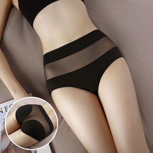 Sexy Mesh Breathable Panties High Waist Tummy Control Knickers Women Lace Seamless Butt Lifter Underwear Plus Size Female Briefs