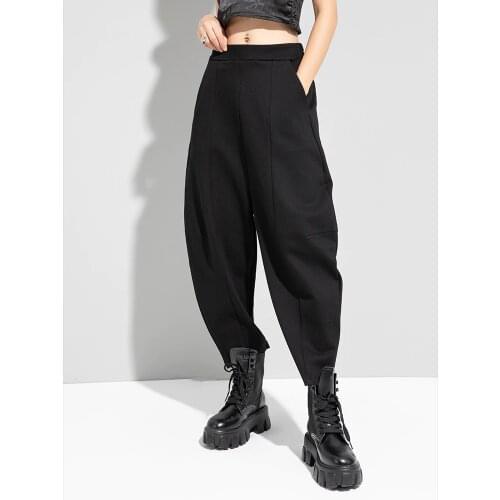 2021 spring new black large tapered Harem Pants street fashion brand loose and slim high waist crotch casual pants
