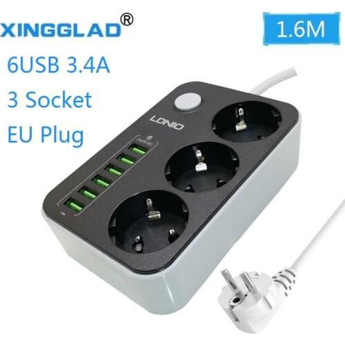 EU Plug Fast Charging USB Power Strip Socket Universal Electrical Extender Cord Surge Protector for Home Office Network Filter