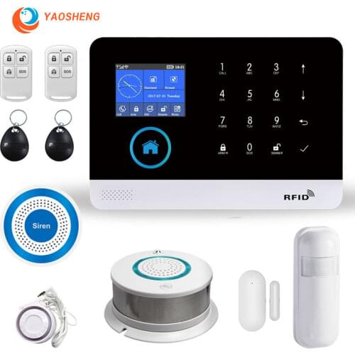 WIFI GPRS GSM Alarm safety system smartlife Remote App control with smoke detector siren wireless smart home security Alarm kit