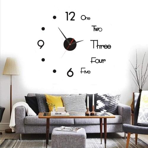 Modern Mute DIY Frameless Large Wall Clock Large 3D Wall Clock Mirror Sticker Metal Big Watches - Home Office Decorations
