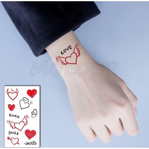 Tattoo Sticker Arrow Wings Love Heart Letter Element Body Art Makeup Waterproof Temporary Women and Men Fake Tatoo