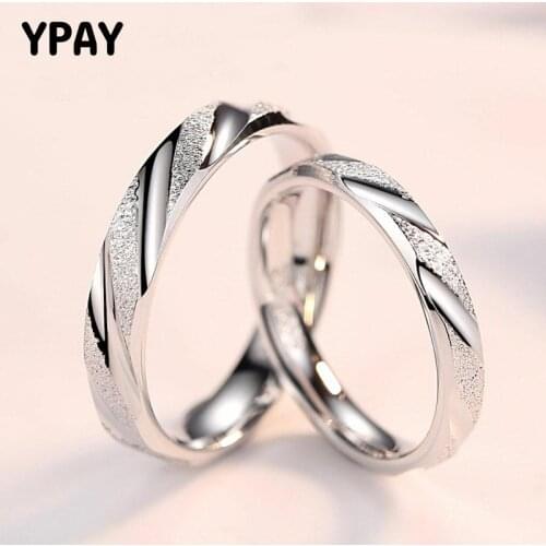 YPAY 1 PC 100% Real 925 Sterling Silver Rings for Women/Men Korea Simple Couple Ring Wedding Engagement Love Jewelry Gift YMR945