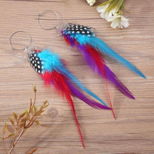 Overlong Colorful Feather Dangle Earrings for Women
