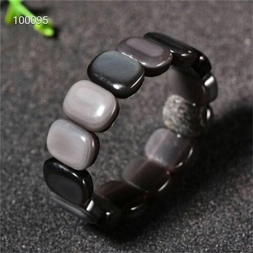 Natural Ice Obsidian Bracelets For Women Female Stretch Rainbow Light Natural Stone Rectangle Bead Bangle Bracelet