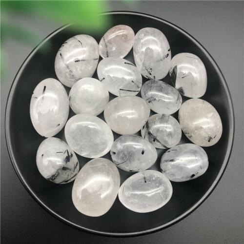 100g Natural Black Hair Quartz Rutilated Crystal Polished Reiki Healing Stones Natural Stones and Minerals