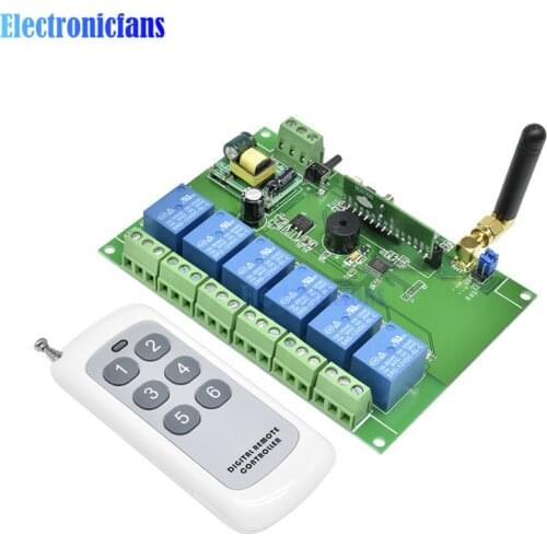 110-240V 6CH 6 Channel Relay Module RF Relay Board 433MHZ RF Remote Module With Remote Control Switch