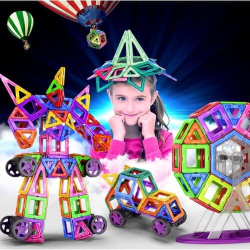 110-252pcs Magnetic Blocks Construction Set Designer Building Construction Toys Magnet Educational Toys For Children Kids Gift