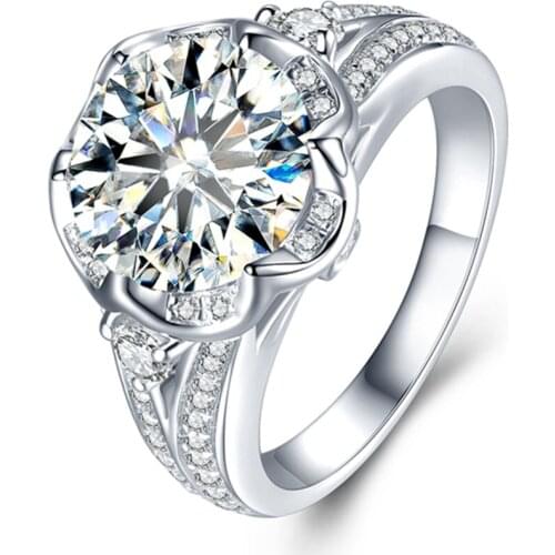 14K White Gold Moissanite Ring 5ct DEF color VVS1 Excellent Cut, Luxury Moissanite Weding Ring for Bridals