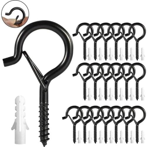 20 Pieces Q-Hanger Heavy Duty Easy Release Screw Hooks with Windproof Safety Buckle for Outdoor Christmas String Lights LED Wire