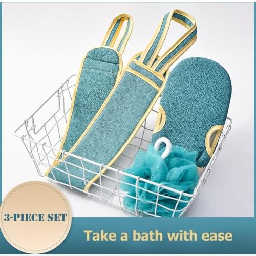 3pcs/set Body Cleaning Washcloth Soft Brush Home Hotel Bathroom Shower Ball Back Scrubber Set Exfoliating Skin Towel Bath Gloves