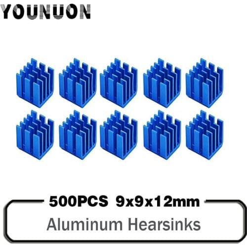 500PCS Aluminum Heatsink Blue 9x9x12MM Chipset Heat Sink RAM Radiator Heatsink Cooler