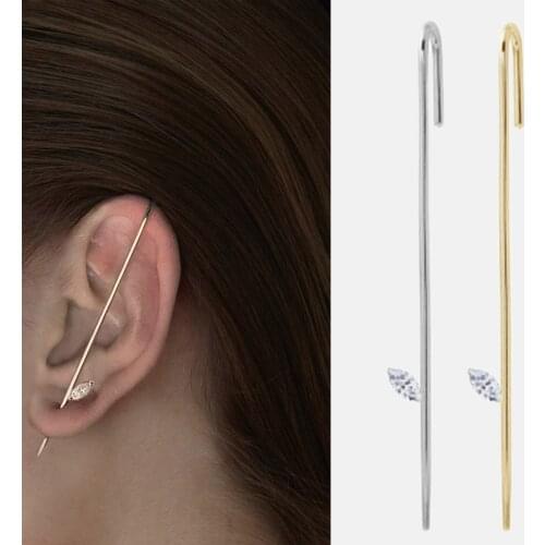 ANDYWEN 925 Sterling Silver Simple Thread Ear Pins Ear Cuff No Piercing Clips Long Earcuff Pearl 2019 Women New Design Jewelry