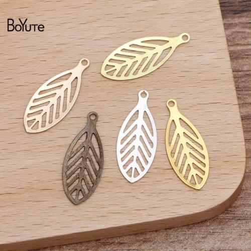 BoYuTe (200 Pieces/Lot) 23*9MM Metal Brass Filigree Leaf Charms for Jewelry Making Diy Hand Made Materials