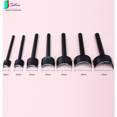DIY Hand Necessary Leather C Shape Punch Cutter 7PCS 5MM 1/2 Black Steel Leather Carving Tool Set for Leather Belt/Wallet S0013
