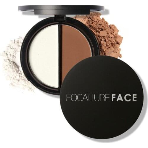 FOCALLURE Dual Color Facial Shadow Contour Powder Highlighter Brighten Palette Cosmetics professinal face makeup