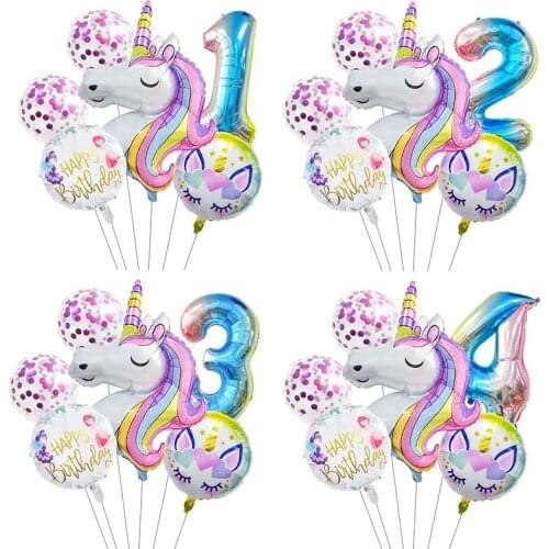 Unicorn Aluminum Film Balloon Birthday Party Childrens Birthday Decoration Flower Fairy Gift Party Rainbow Balloon Decoration