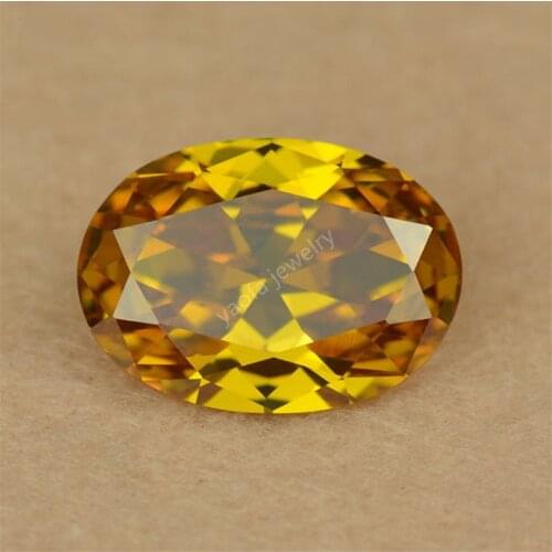 Hot Sale 5A 2*3~13*18mm Dark Golden Yellow Color Loose CZ Stone Synthetic Gems Oval Shape Cut Cubic Zirconia For Jewelry DIY