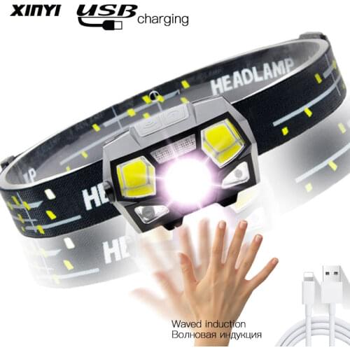 Inductive sensor LED Headlamp 6000LM Super bright Built-in Battery USB rechargeable 5Modes LED Headlight for running, fishing