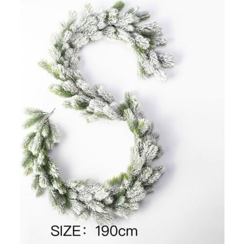 Fake Plants Decore Christmas Decoration Artificial Rattan Flocking Snow Rattan Ring Wreath Xmas DIY Wall Pendant Door Home Decor
