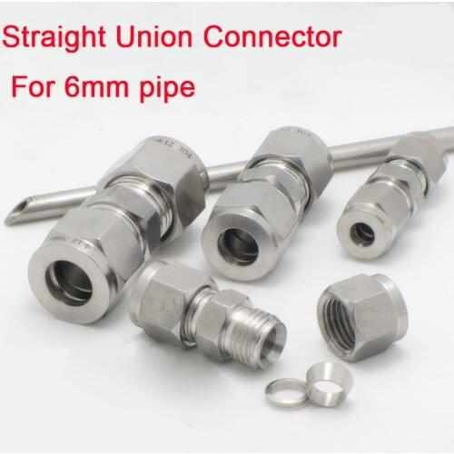 304 material 6mm Compression pipe Coupling Compression Straight Union Connector
