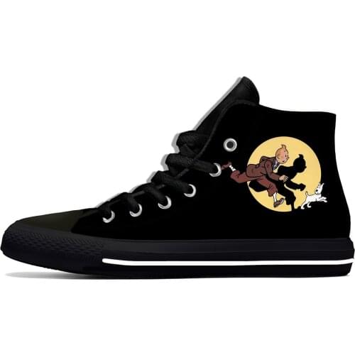 The Adventures of Tintin Anime Cartoon Funny Cool Casual Cloth Shoes High Top Lightweight Breathable 3D Print Men Women Sneakers