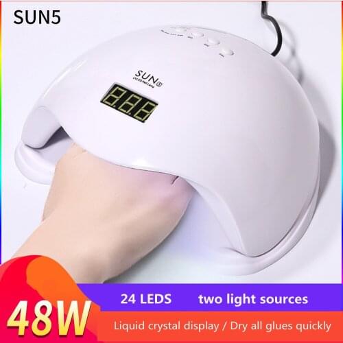 SUN5 48W Beaty Nail LED Lamp for Drying Nails Gel Polish Dryer Manicure Machine with 24Pcs Leds 4 Time for Salon or Personal Use
