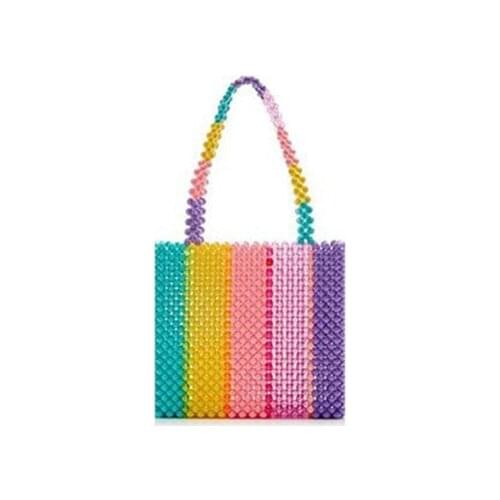 Minority rainbow handbags handmade beaded bag heavy work beads package ins super fire handbag woven bag
