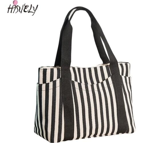 New Arrival High Quality Shopping Bags For Women Lady stripes canvas bag Handbag Large Capacity tote bag for women Wholesale