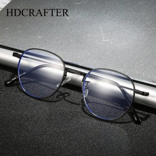 HDCRAFTER Anti Blue Light Blocking Glasses Round Eyewear Man Women Full Optical Prescription Eyeglasses Frames Gafas Oculos 6288
