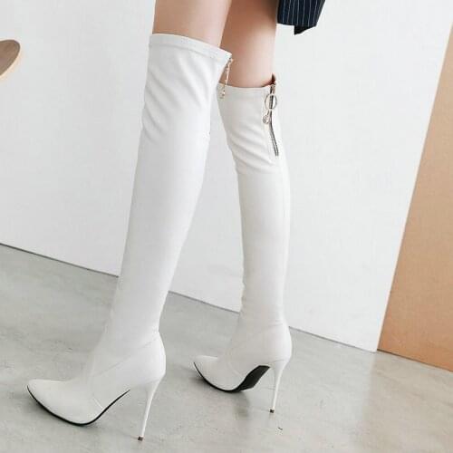Autumn Lady Shoes Super High Heel Simple Fashion Over The Knee High Stiletto Pointed Toe Knight Boots Winter Sexy Womens Boots