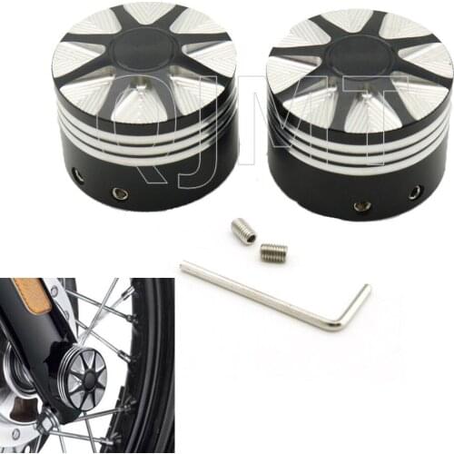 Pair Edge Cut Front Axle Nut Cover Bolt Fit For Harley Touring VRSC Dyna Softail