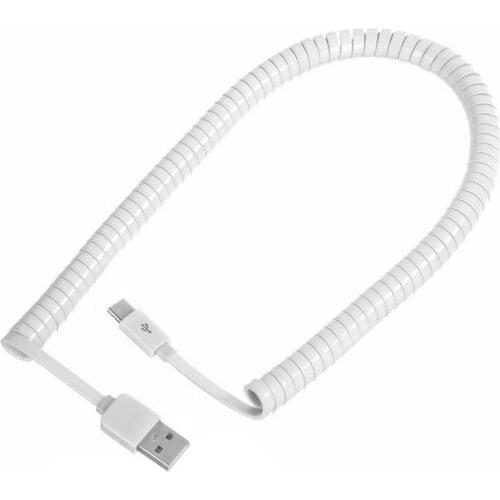 Stretch USB Type C to USB 2.0 A Male Data Flat Slim 10ft for Tablet & Mobile Phone Cable