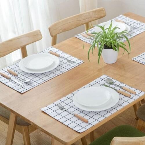 Simple Lattice Cotton And Linen Cloth Art Hotel Western Restaurant Placemats Insulation Cloth Mats Table Mats Kitchen Accessorie