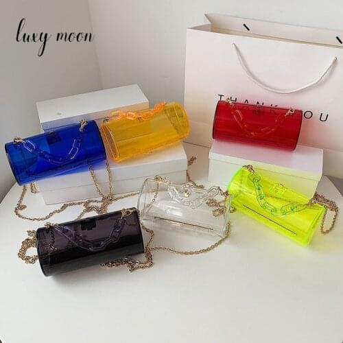 Transparent Clutch Bags for Women Acrylic Portable Chain Shoulder Messenge Female Cosmetic Bag Womens Party Handbag 2021 Z056