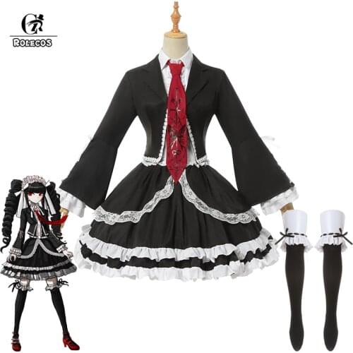 ROLECOS Game Danganronpa Celestia Ludenberg Cosplay Costume Shirt Coat Skirt Full Set Women Halloween JK School Uniform Costume