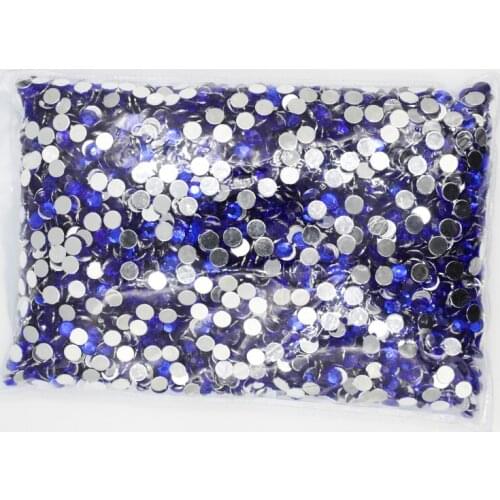 Sapphire Color 1.5~12mm Flat Back Round Acrylic Rhinestones Beads,3D Acrylic Nail Art / Garment Decoration