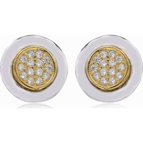 Good Quality Newest Arrival Classic Round Design 100% 925 Sterling Silver Simple Circle CZ Paving Stud Earring
