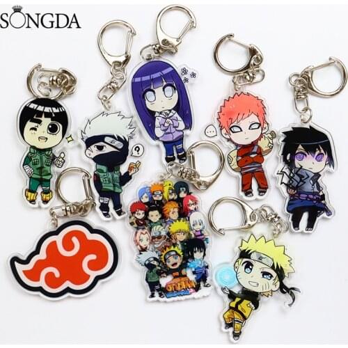 SONGDA Cute Q Version Characters Itachi Keychain Double Side Cartoon Figure Acrylic Car Keyring Anime Jewelry Ornaments Gifts