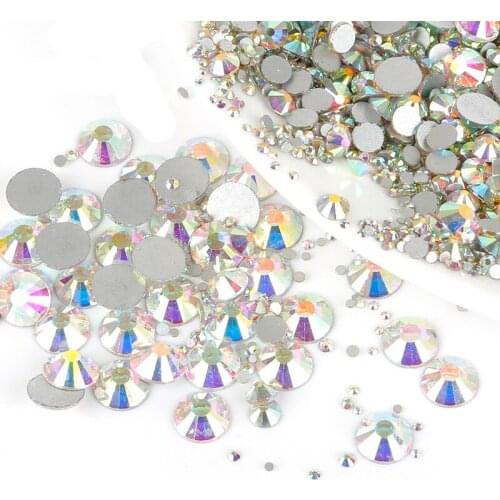 SS3-SS40 Crystal AB Color Non Hot Fix Flatback Strass Sewing Fabric Garment Loose Rhinestone for Nail Art Phone Case Decoration