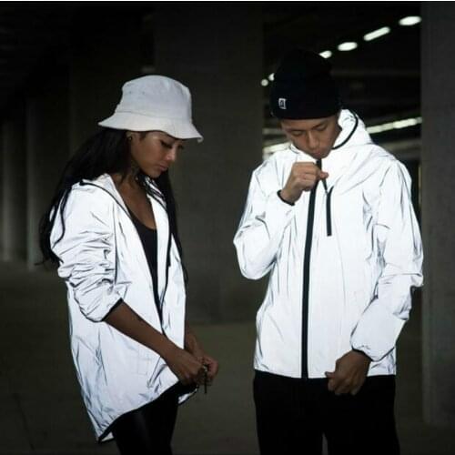 Reflective Jacket Women Tracksuit Hip Hop Hoodies Women Jackets Waterproof Windbreaker Coats Man Fashion Plus Size Crop Top 2021