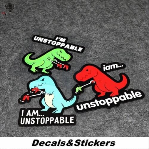 NO.L223 I’m Unstoppable Dinosaurs 3M Reflective Modified Stickers Car Glass Helmet Waterproof Decals MOTO GP Racing Motorcycle