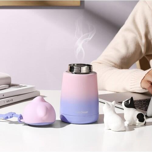 Customize Logo Flasks Bottle Drinkware Mug Water Thermoses Cup For Cute Cat Double Wall Stainless Steel Direct Cartoon 300ml