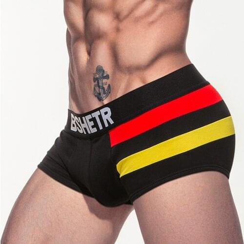 BSHETR Brand Breathable Cueca Boxer homme Cotton Men Underwear Boxers Shorts U Convex Pouch Sexy Male Underpants Man Gay Panties