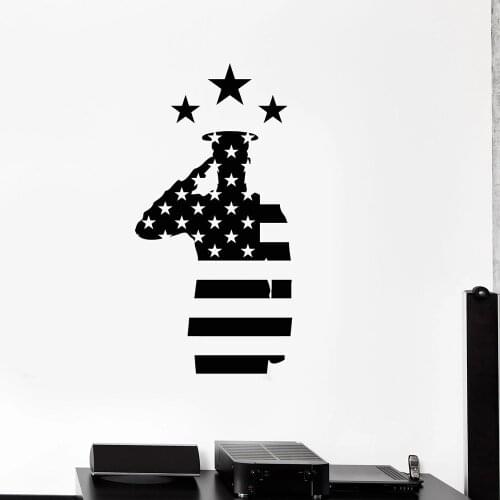 Veterans Day Vinyl Wall Decal For Office USA Flag Soldier Patriotic Wall Sticker Art Decor Living Room Kids Room Decoration W727
