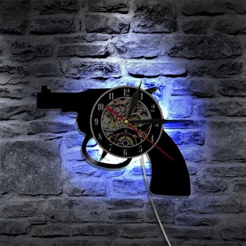Revolver Designed LED Silhouette Backlight Modern Light Vinyl Clock Room Decor Art Lamp Remote Control Record Nightlight